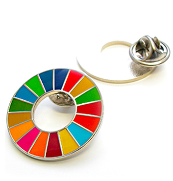 「SDGsカラーホイール」のピンバッジ製作例 「SDGsカラーホイール」のピンバッジ製作例の画像