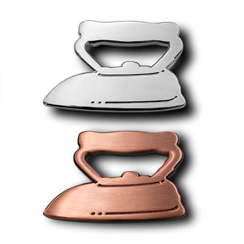 アイロン型の洗濯検定認定バッチ銀、銅の2種